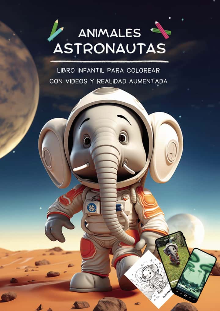 Animales Astronautas: Libro infantil para colorear con videos y realidad aumentada