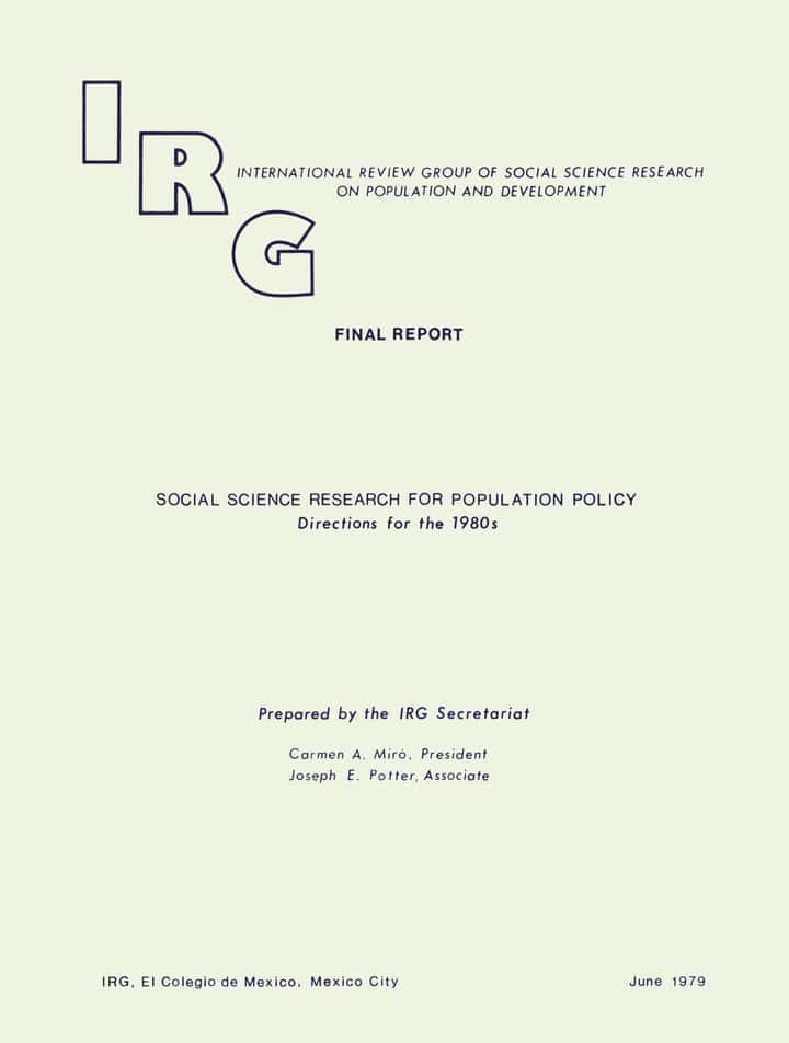Social science research for population policy directions for the 1980s: final report