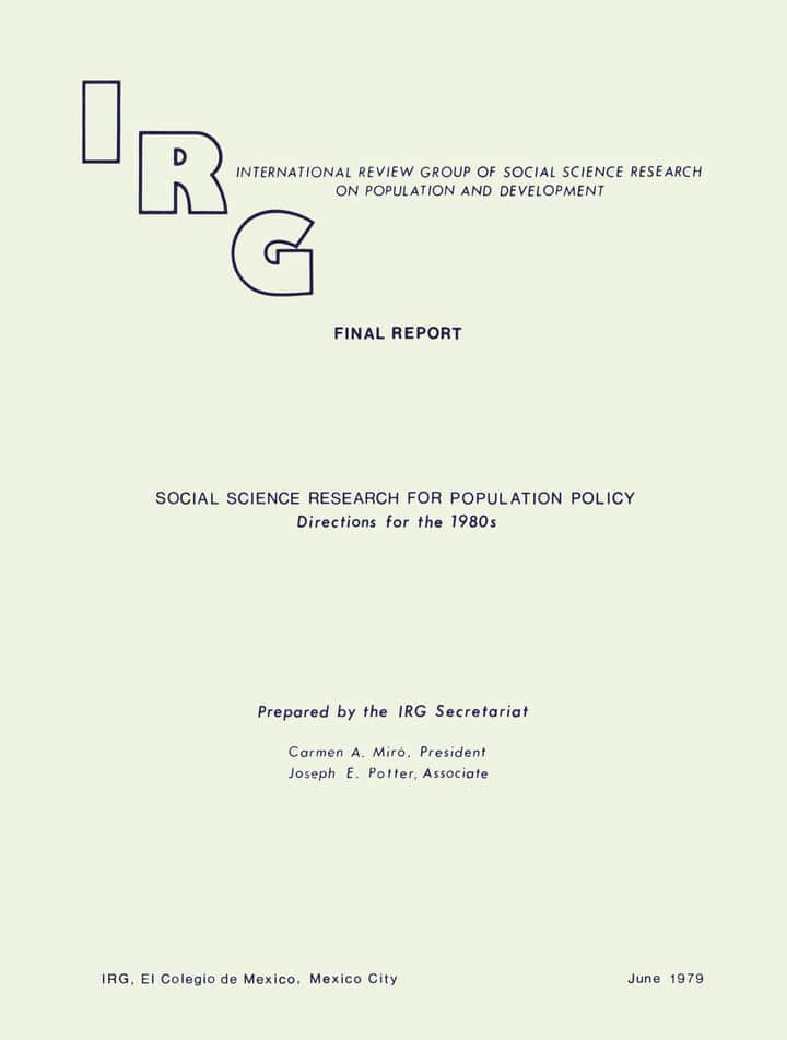 Social science research for population policy directions for the 1980s: final report